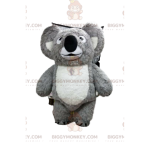 Traje de mascote BIGGYMONKEY™ de coala cinza e branco, traje da