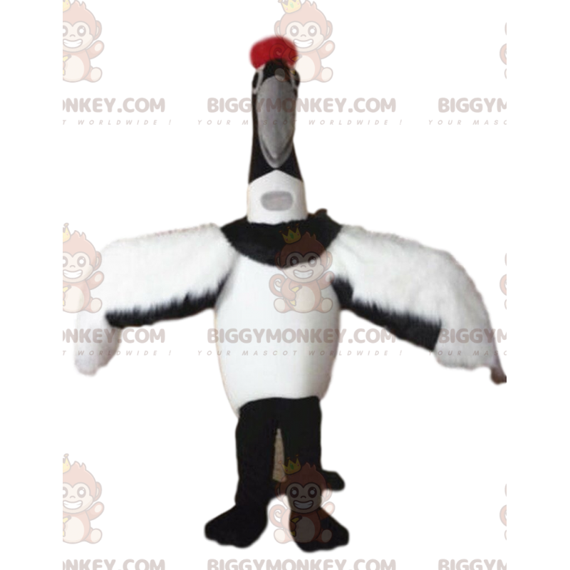 Traje de mascote BIGGYMONKEY™ branco e preto, traje de ave