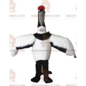 Witte en zwarte kraanvogel BIGGYMONKEY™ mascottekostuum