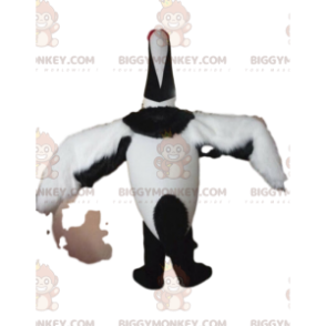 Witte en zwarte kraanvogel BIGGYMONKEY™ mascottekostuum