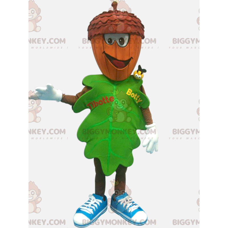 Green Leaf BIGGYMONKEY™ Mascot Costume with Acorn Head –