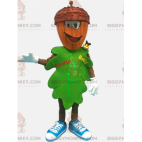 Green Leaf BIGGYMONKEY™ Mascot Costume with Acorn Head –