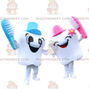 2 BIGGYMONKEY™s mascot of white teeth, couple of giant teeth –