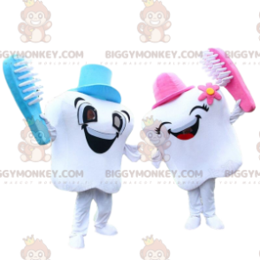 Duo de mascottes BIGGYMONKEY™ de dents blanches, couple de