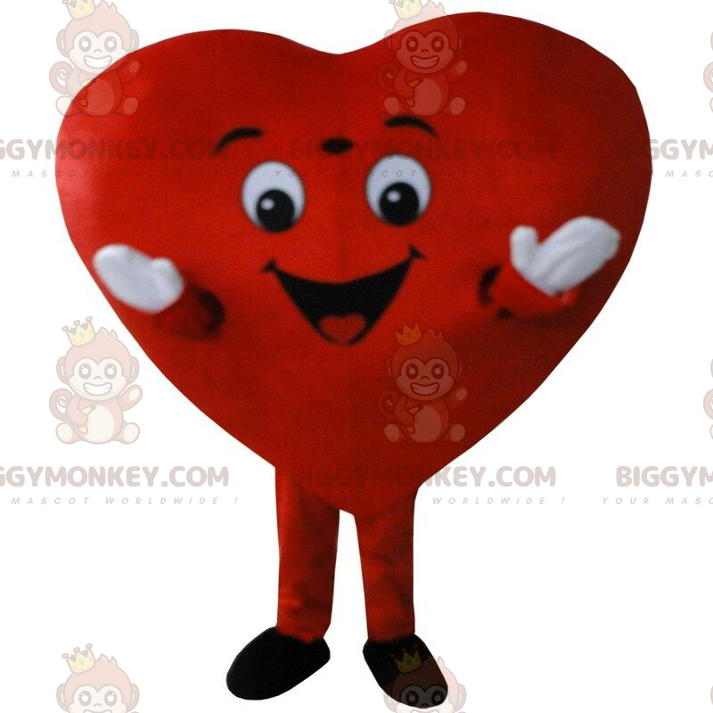 Costume de mascotte BIGGYMONKEY™ de grand cœur rouge, costume