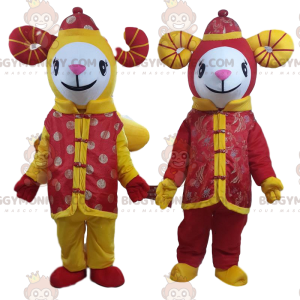 2 mascotte della pecora festiva di BIGGYMONKEY™, costumi da