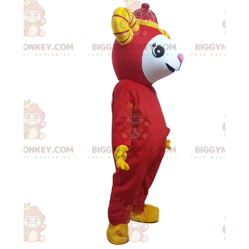 Costume da mascotte BIGGYMONKEY™ da capra rossa, costume da