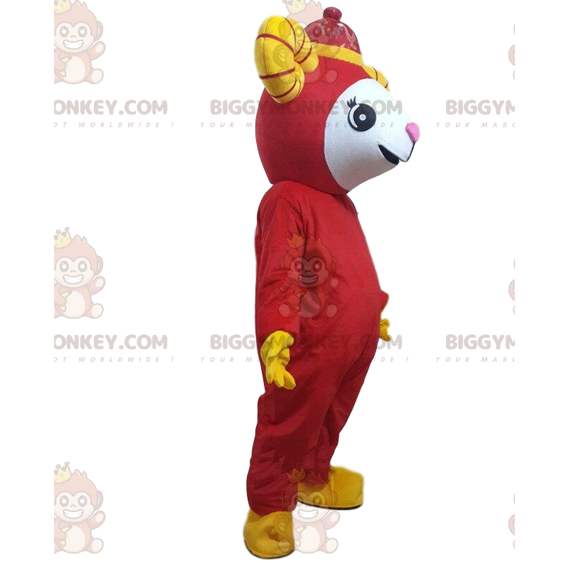 Red goat BIGGYMONKEY™ mascot costume, giant sheep costume -