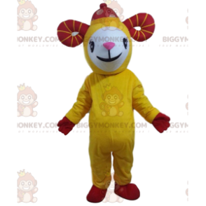 BIGGYMONKEY™ mascot costume yellow goat, giant sheep costume -