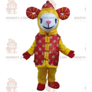 BIGGYMONKEY™ costume mascotte capra gialla, costume da pecora