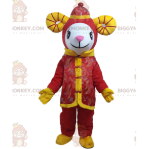 Red goat BIGGYMONKEY™ mascot costume, giant sheep costume -