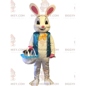 Costume da mascotte Big Bunny BIGGYMONKEY™ con gilet blu