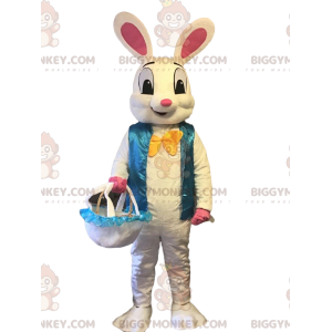 Fantasia de mascote Big Bunny BIGGYMONKEY™ com colete azul