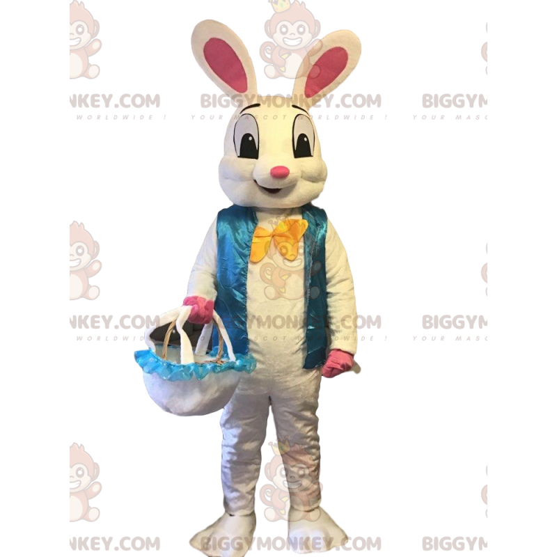 Fantasia de mascote Big Bunny BIGGYMONKEY™ com colete azul