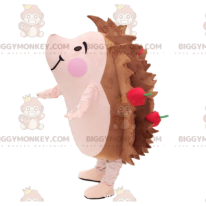 Kostým hnědý a růžový ježek s jablky BIGGYMONKEY™ maskot –