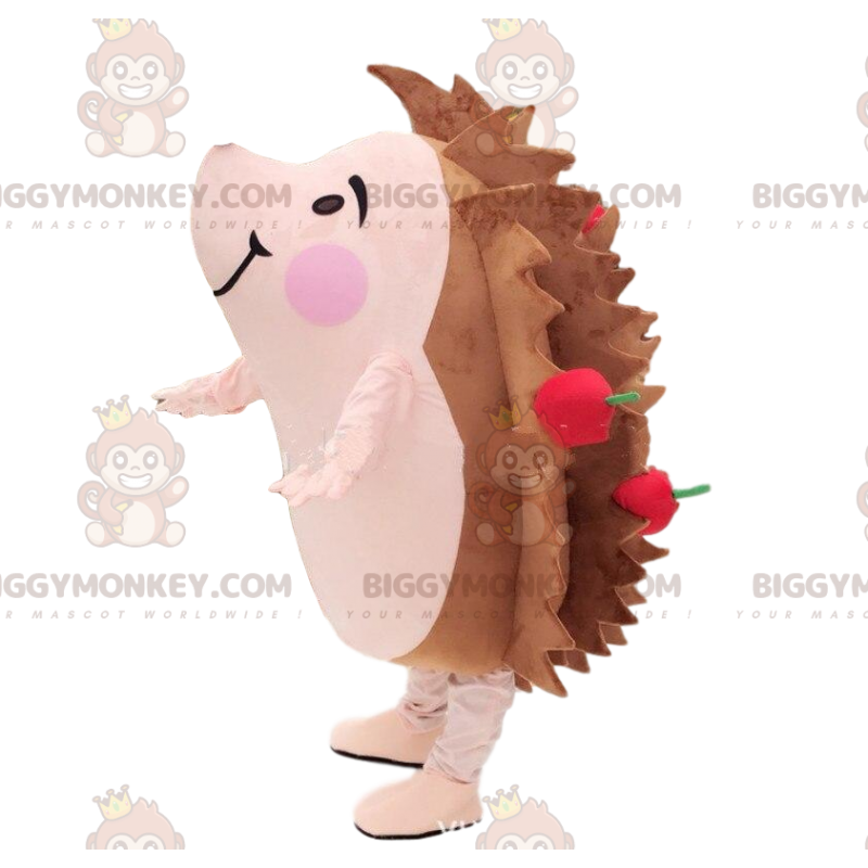 Brown and Pink Hedgehog with Apples BIGGYMONKEY™ Mascot Costume