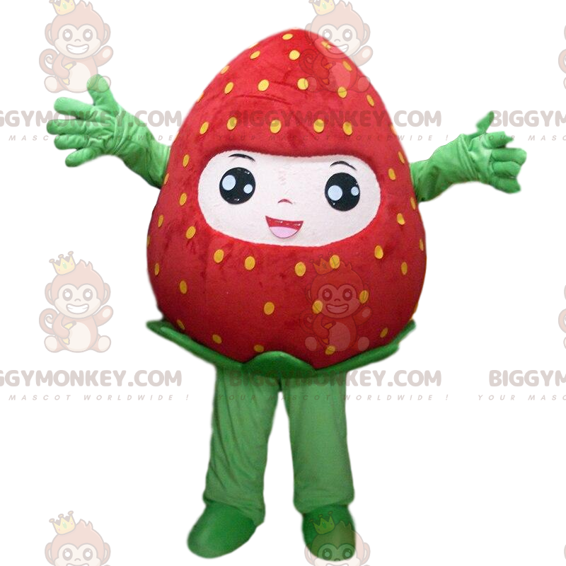 BIGGYMONKEY™ costume da mascotte di fragola rossa a pois