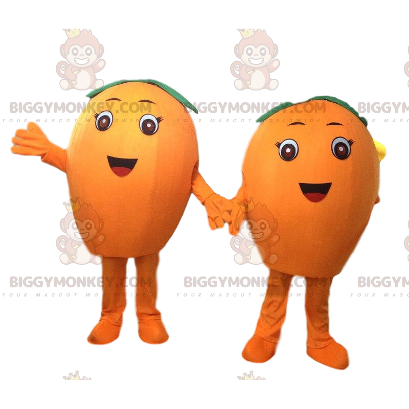 2 gigantische oranje BIGGYMONKEY's mascotte, oranje citrus