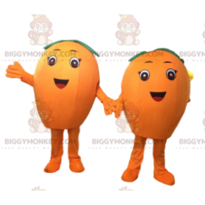 2 mascotes laranja gigantes do BIGGYMONKEY™, fantasias cítricas