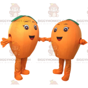 2 obří oranžový maskot BIGGYMONKEY™, oranžové citrusové kostýmy