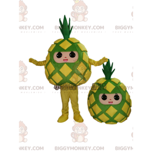 BIGGYMONKEY™ geel en groen ananas mascotte kostuum, ananas