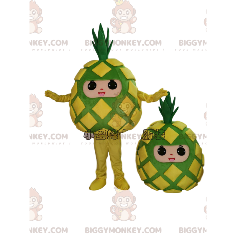 BIGGYMONKEY™ costume mascotte ananas giallo e verde, costume