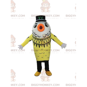 Costume de mascotte BIGGYMONKEY™ de poisson jaune et blanc