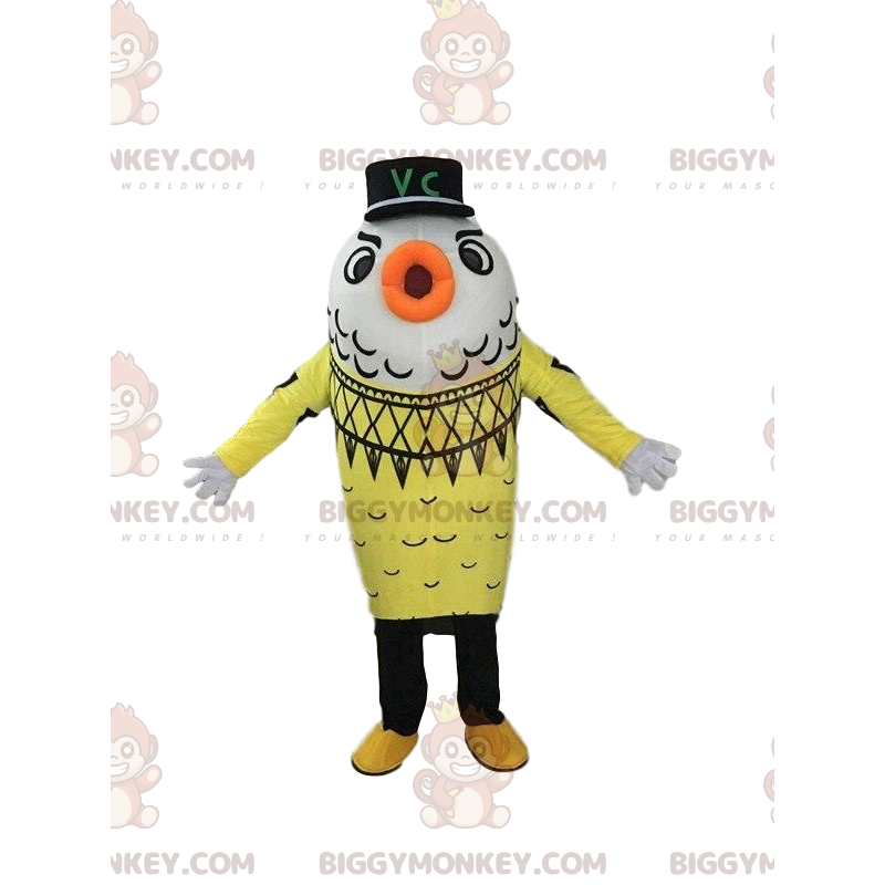 Disfraz de mascota BIGGYMONKEY™ pez amarillo y blanco, disfraz