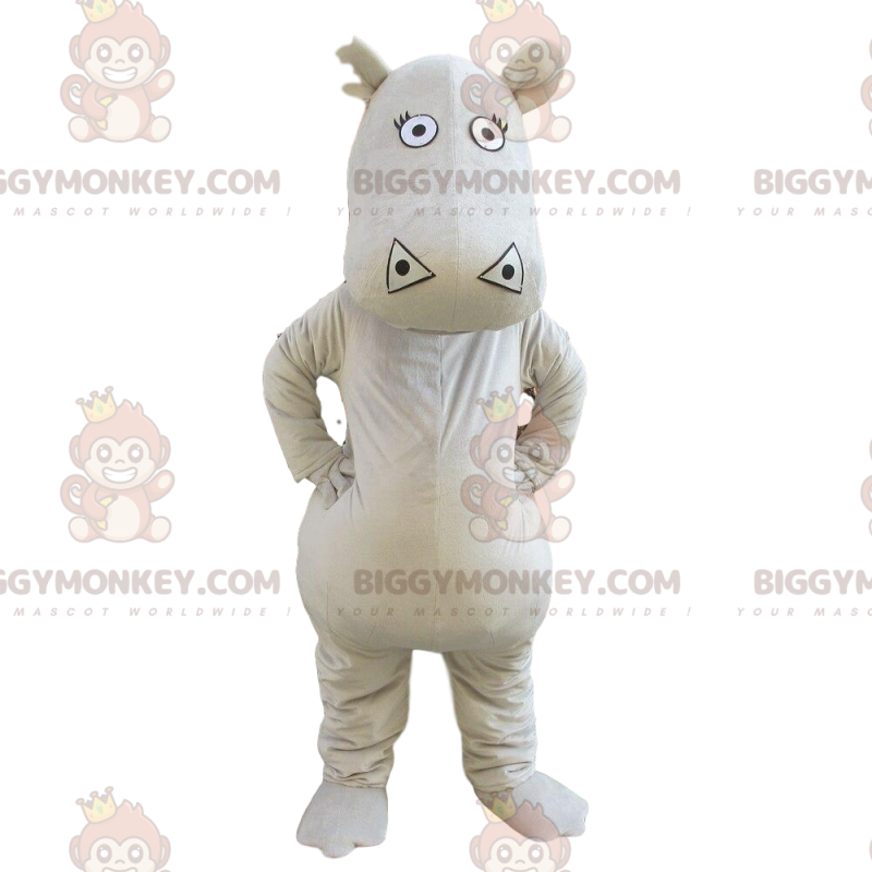 BIGGYMONKEY™ costume da mascotte grigio, ippopotamo gigante e