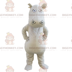 Traje de mascote BIGGYMONKEY™ cinza, hipopótamo gigante e