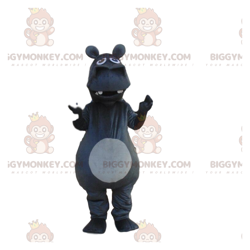 BIGGYMONKEY™ costume da mascotte ippopotamo gigante grigio