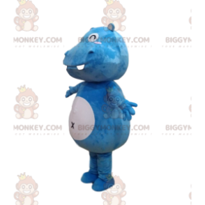 Very childish blue and white hippo BIGGYMONKEY™ mascot costume