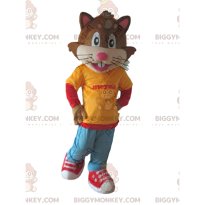 BIGGYMONKEY™ mascottekostuum van kat gekleed in jeugdoutfit