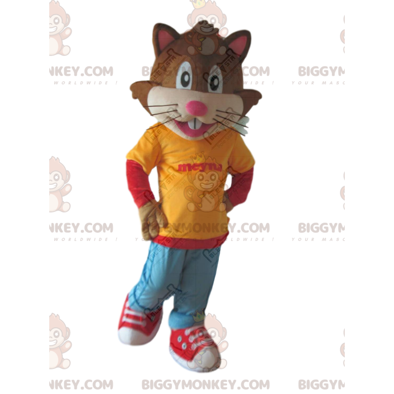 BIGGYMONKEY™ mascot costume of cat dressed in youth outfit