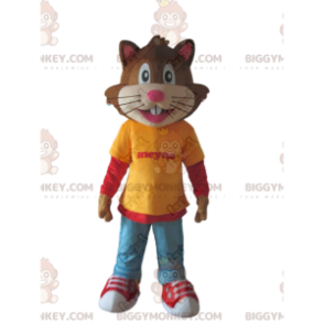 Traje de mascote BIGGYMONKEY™ de gato vestido com roupa de