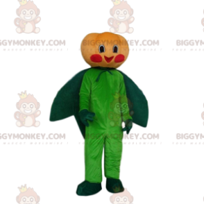 Orange and green pumpkin BIGGYMONKEY™ mascot costume, pumpkin