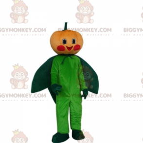 Orange and green pumpkin BIGGYMONKEY™ mascot costume, pumpkin