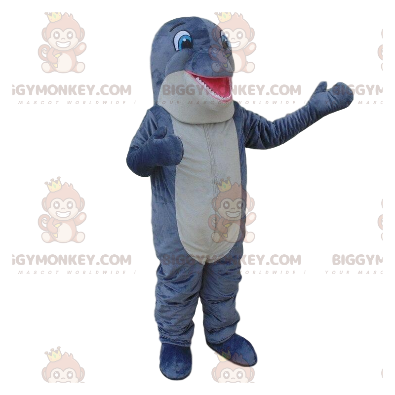 Fantasia de mascote de golfinho cinza gigante BIGGYMONKEY™