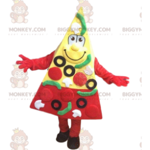 Στολή μασκότ BIGGYMONKEY™ με φέτα πίτσας, στολή πιτσαρίας -