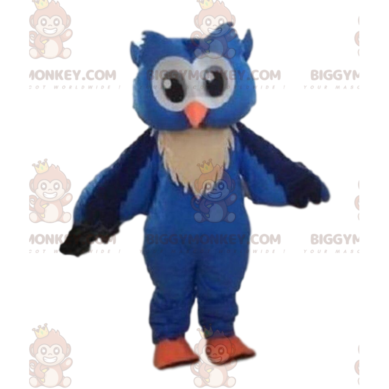 Blauwe uil BIGGYMONKEY™ mascottekostuum, grote nachtelijke