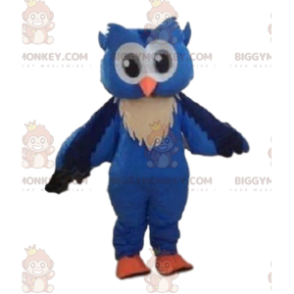 Fantasia de mascote BIGGYMONKEY™ de coruja azul, fantasia de