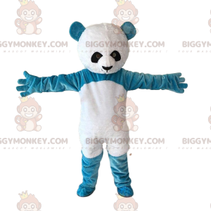 BIGGYMONKEY™ mascottekostuum blauw-witte teddybeer, gigantische