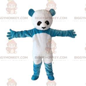 BIGGYMONKEY™ Maskotdräkt Blå & vit nallebjörn, jätteblå panda -