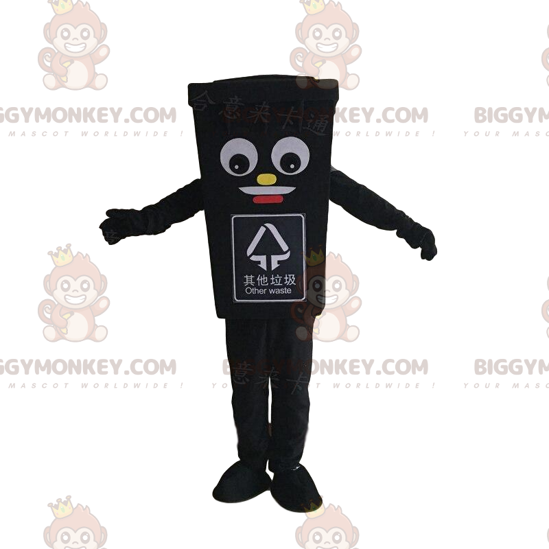 Giant Black Bin BIGGYMONKEY™ Mascot Costume, Dumpster Costume –