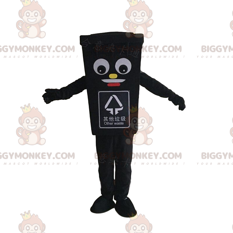 Kostým maskota Giant Black Bin BIGGYMONKEY™, Kostým popelnice –