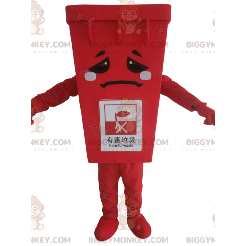 Red Dumpster BIGGYMONKEY™ maskotdräkt, jättestor papperskorg -