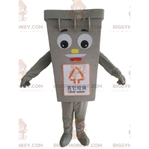 Giant Grey Bin BIGGYMONKEY™ Mascot Costume, Dumpster Costume -