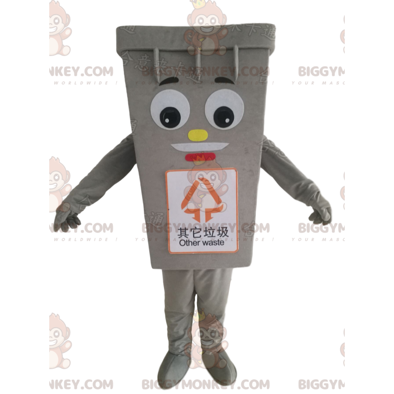 Giant Gray Bin BIGGYMONKEY™ Mascot Costume, Dumpster Costume -