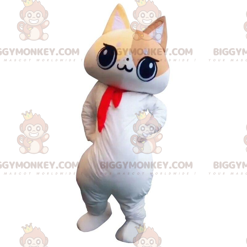 Disfraz de mascota de gato blanco, beige y marrón BIGGYMONKEY™