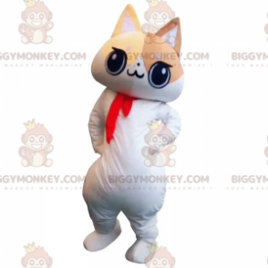 Costume de mascotte BIGGYMONKEY™ de chat blanc, beige et